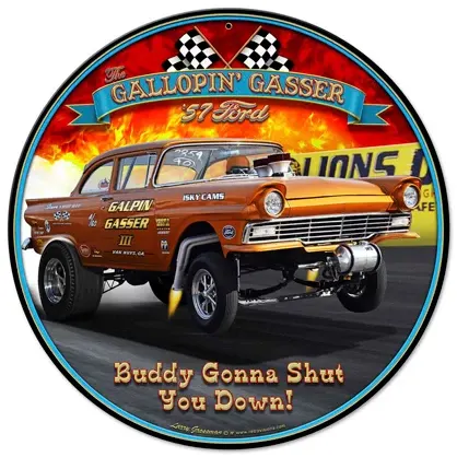 Gallopin' Gasser Metal Sign 14×14 by Larry Grossman – LGB102